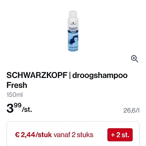 Colruyt Schwarzkopf droogshampoo