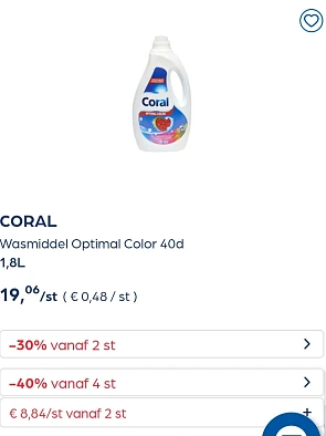 Collect&go CORAL Wasmiddel Optimal Color 40d 1,8L