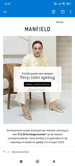 €12,50 korting bij manfield