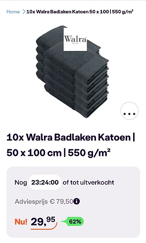 10x Walra Badlaken Katoen -62% bij ibood.com