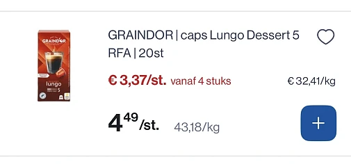Graindor caps Lungo dessert 20 st