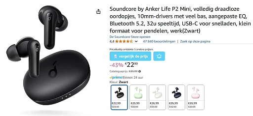 Soundcore by Anker Life P2 Mini draadloze oordopjes