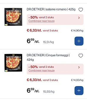 Suprema pizza dr oetker -50%