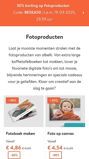 Albelli 30% fotoproducten