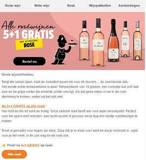 wijnvoordeel: 5+1 op alle rosewijn