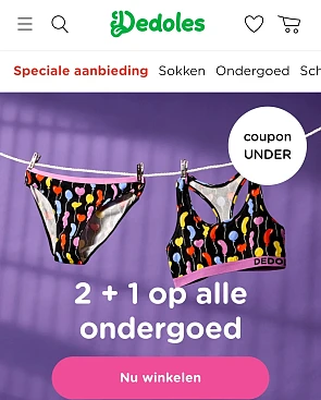 2 + 1 op alle ondergoed Dedoles