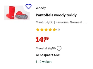 Pantoffels Woody teddy -46% bij bol.com