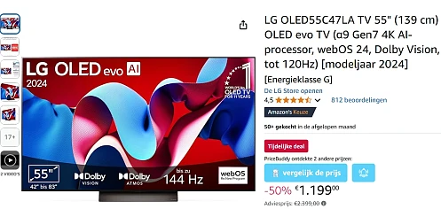 LG Oled 55" met 50% korting bij Amazon DE