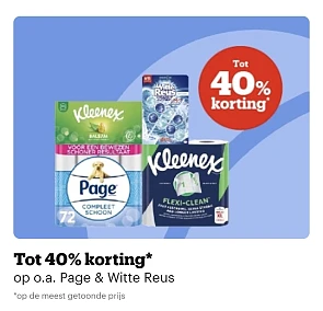 Tot 40% korting op Page, Kleenex,...