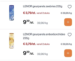 Lenor geurparels en Silan