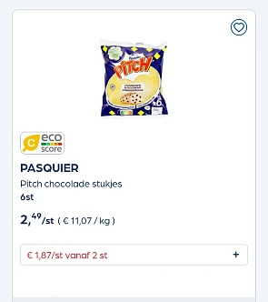 PASQUIER Pitch chocolade stukjes 6st Brioche met stukjes chocolade Colruyt