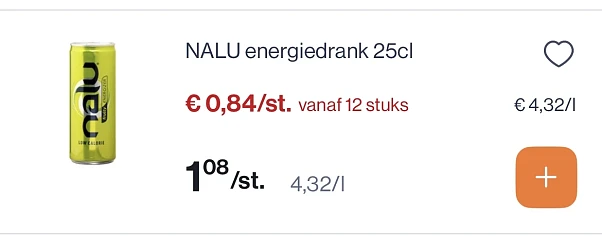 Nalu energiedrank 25 cl goedkoper
