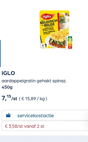 Iglo gratin 450g