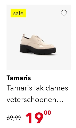 Tamaris Lak dames veterschoenen wit/ivoor