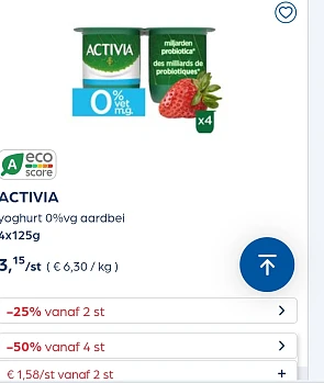ACTIVIA yoghurt verschillende