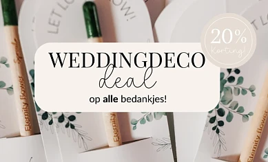 Weddingdeco bedankjes kortingscode