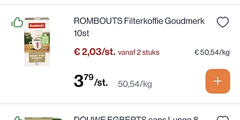 Rombouts filterkoffie goudmerk 10 st