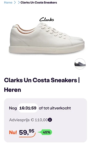 Clarks Un Costa Sneakers -45% bij ibood.com