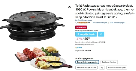 Tefal Raclette Store'inn Crep'party RE320812