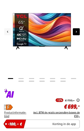 TCL 65T7B QLED 4K Google TV (2024)