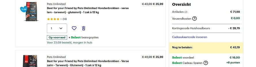 best for you friend hondenvoer 24kg en 12kg