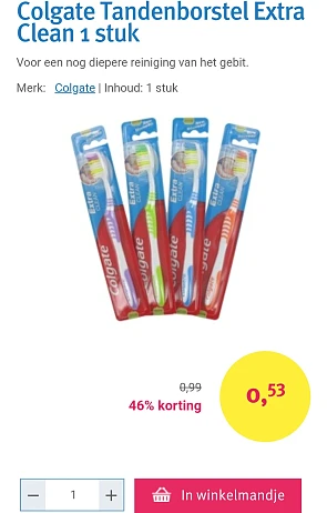 Colgate Tandenborstel Extra Clean 1 stuk -46% bij drogist.nl