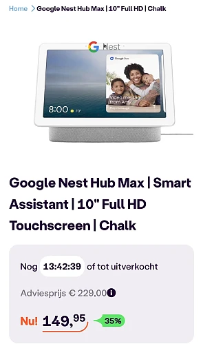 Google Nest Hub Max -35% bij ibood.com