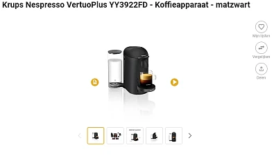 Krups Nespresso VertuoPlus met 66% korting bij Fnac