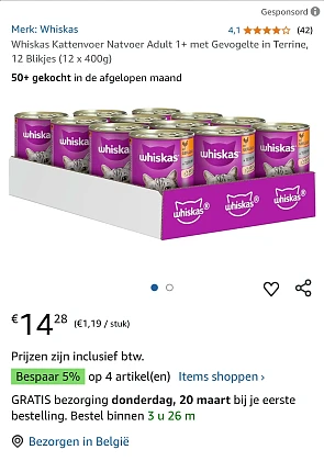 Whiskas 12 X 400 gram