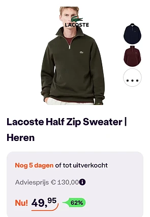 Lacoste Half Zip Sweater -62% bij ibood.com