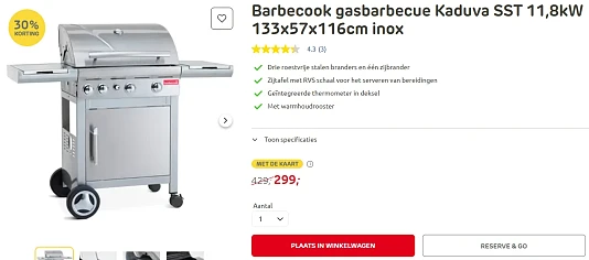 Barbecook gasbarbecue met 30% korting bij Brico