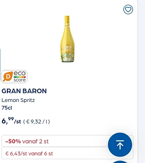 Gran baron 75cl -50% extra