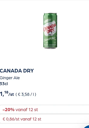 CANADA DRY Ginger Ale 33cl -20% extra