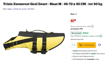 zwemvest hond