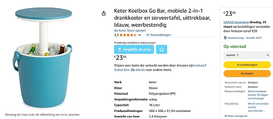 Keter Koelbox Go Bar, 16L goedkoop bij Amazon 🇩🇪 🧊