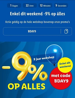 -9% op álles in de Lidl webshop
