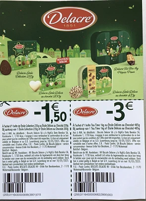 Kortingbonnen bij Delacre koeken aan rek