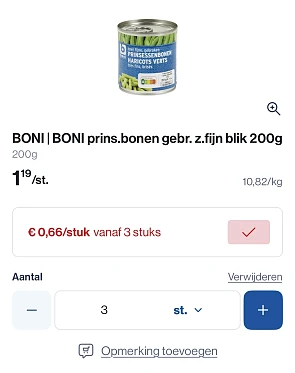 Boni prinsessen bonen gebroken zeer fijn blik 200 gram