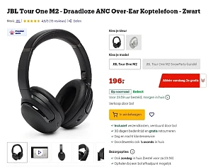 JBL Tour One M2 Koptelefoon 1+1 gratis!