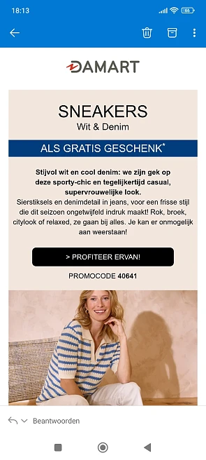 Gratis sneakers bij damart