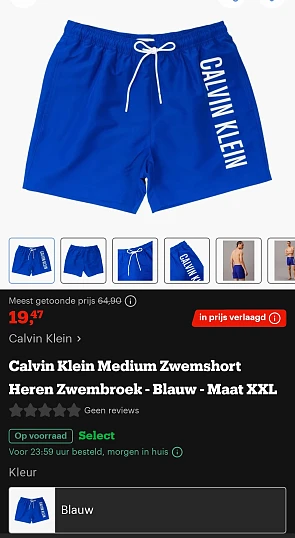 Calvin Klein zwemshorten voor heren vanaf 19,47€
