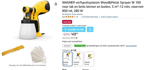 Wagner verfspuitsysteem binnen & buiten met 50% korting bij Amazon NL