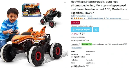 Hot Wheels Monstertrucks met afstandsbediening met 51% korting bij Amazon NL