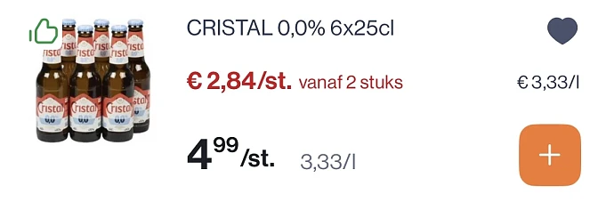 Cristal bier goedkoper -50%