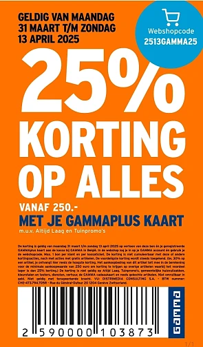 25% korting op alles bij Gamma 🛠