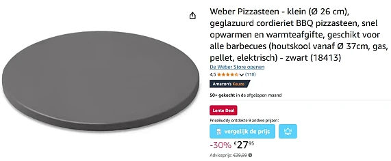 Weber Geglazuurde Pizzasteen Ø 26 cm goedkoper 🍕 bij Amazon