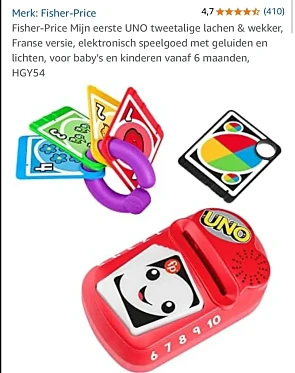 Fisher-Price Mon premier UNO en FR €7,99 chez Amazon 🇧🇪