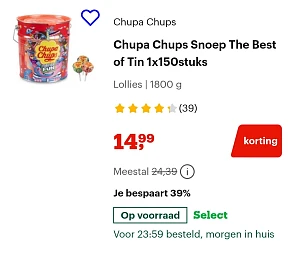 Chupa chups snoep 1x150stuks voor €14,99 bij bol.com