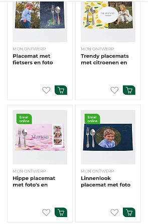 Gepersonaliseerde placemats vanaf 0,67€ bij Ava