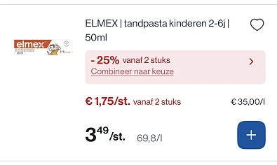 Elmex tandpasta voor kinderen 2-6 jaar met dubbele korting